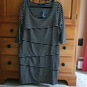 Eloquii Striped Jersey Dress size 14 navy cream